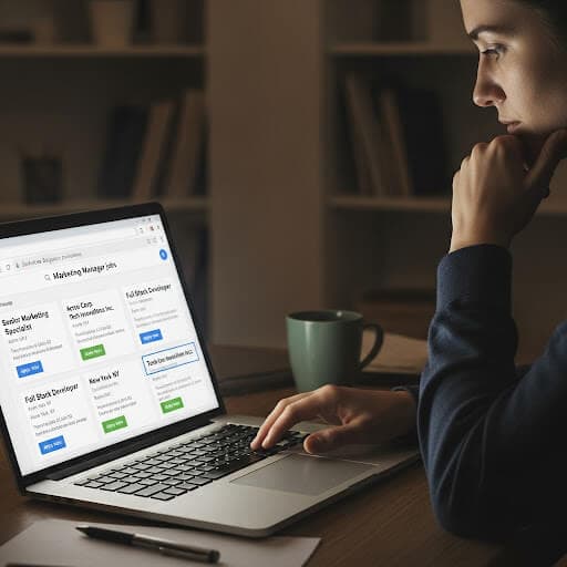 パソコンで求人情報を探している
